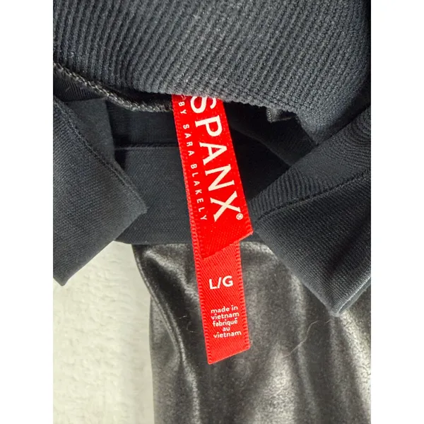Spanx Maternity Faux‎ Leather Leggings Black High Rise Over Belly Large L/G READ - Image 2