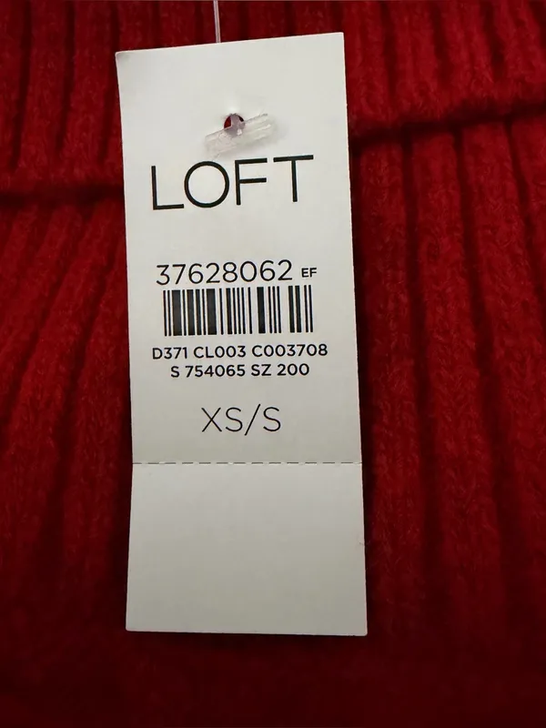 Loft Red Lattice Cable-Knit Turtleneck Sweater Poncho XS/S NWT - Image 7