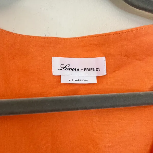 Lovers + Friends Leigh Cotton Poplin Tie Waist Mini Wrap Dress Sherbert Orange - Image 5