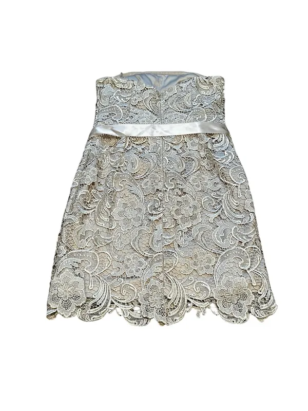 Adrianna Papell Evening Lace Strapless Cocktail Dress Satin Bow Party Event 6 - Image 10