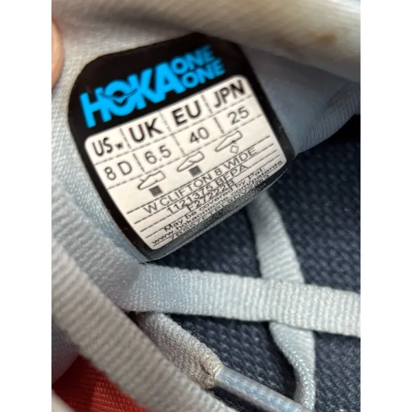 Hoka One One Light Blue grey gray Lace-Up Trainer sneakers shoes running size 8 - Image 6