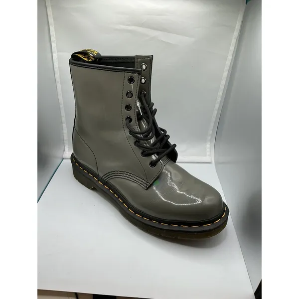 Doc Dr. Martens 1460 YS 8-Eye Gray Patent Leather Combat Boots Women's UK 6 US 8 - Image 8
