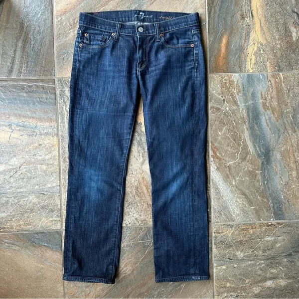 7 For All Mankind Straight Leg Jeans Low Rise Women's Size 27 USA - Image 2