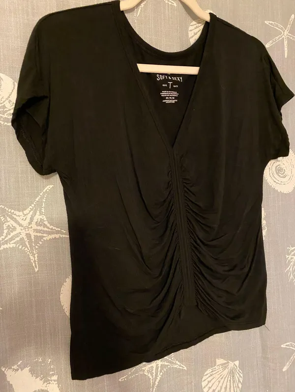 American Eagle Outfitters Soft & Sexy Black V Neck Tee - Image 3