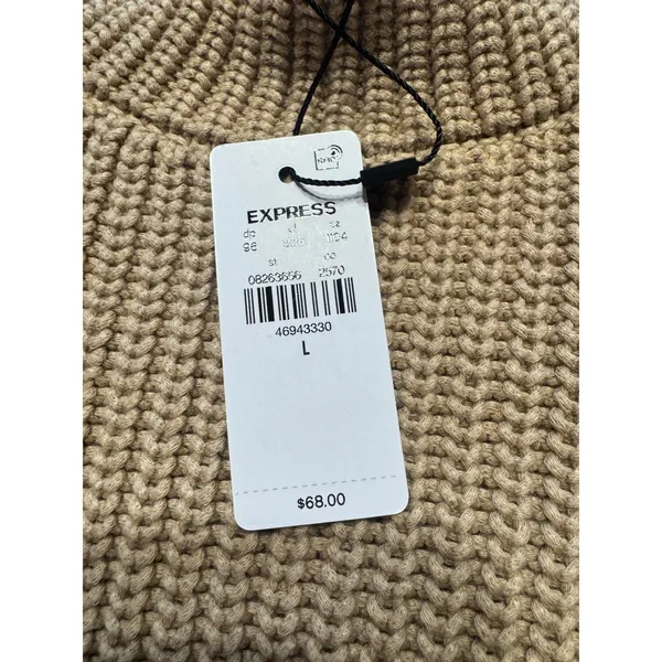 Express Conscious Edit‎ Beige Cable Knit Mock Neck Sweater Vest Large NWT - Image 3