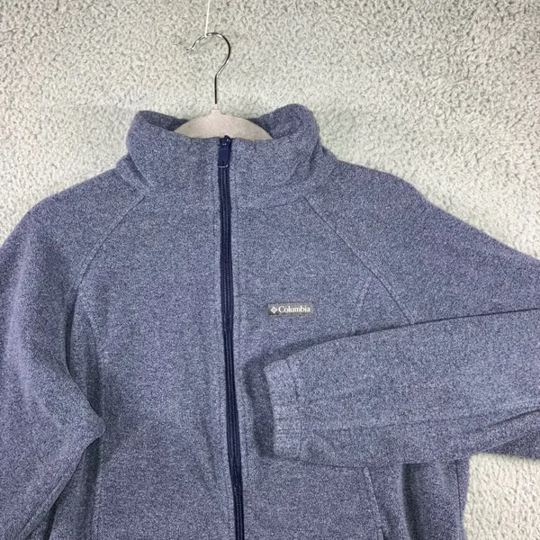 Columbia Fleece Jacket Women Large Benton Springs Full‎ Zip Blue Mock Neck Soft - Image 2
