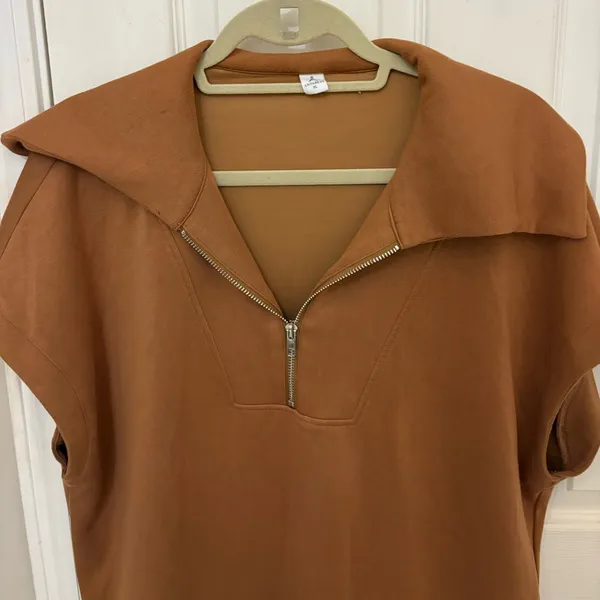 Anrabess Short Sleevr Quarter Zip Sweatshirt Top - Image 3