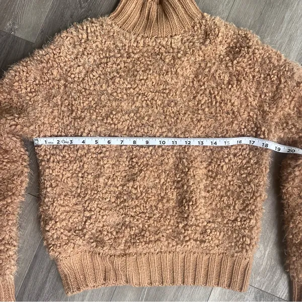 Express Teddy Bear Textured Caramel Brown Mock Turtleneck Sweater XXS - Image 5