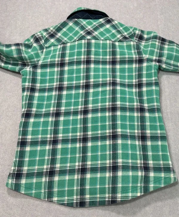 Orvis Flannel Fleece Lined Shirt Jacket Size Small Green Plaid - Image 5