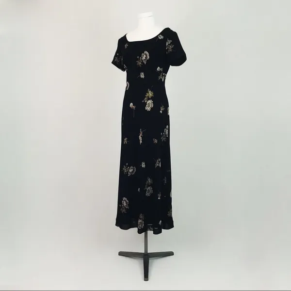 Vintage Ann Taylor Botanical Dress in Black | Size 6 - Image 5