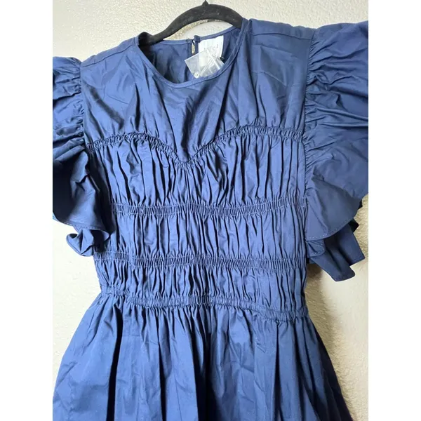 MISA Women's Radha Navy Ruffle Smocked Dress Size XS NWT $360 retail - Image 6