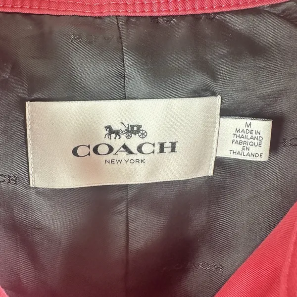 Coach Short Trench Coat Womens Medium Pink Double Breasted Belted Quiet Luxury - Image 10