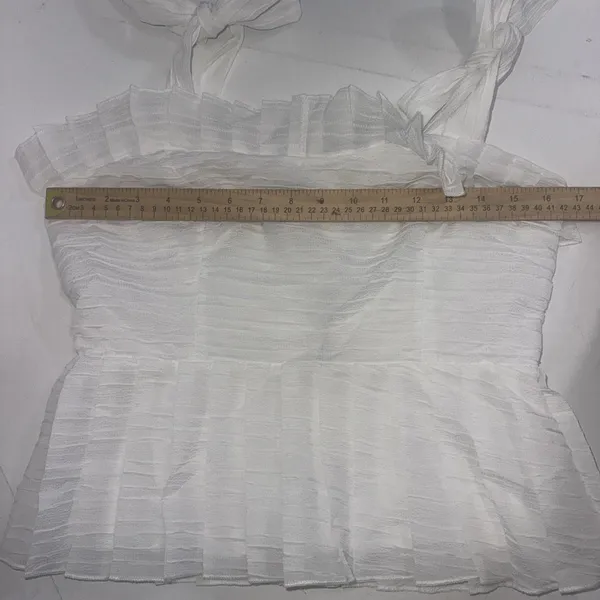 Mable White‎ Bow Sleeve Crop Barrett Peplum Fairy Coquette Top Size Medium New - Image 8