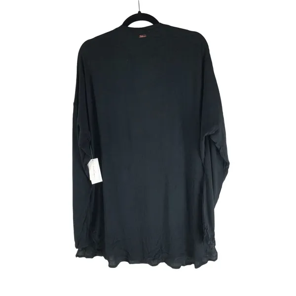 Raisins San Pedro Beach Swim Cover Up Long Sleeve V Neck Black S - Image 4