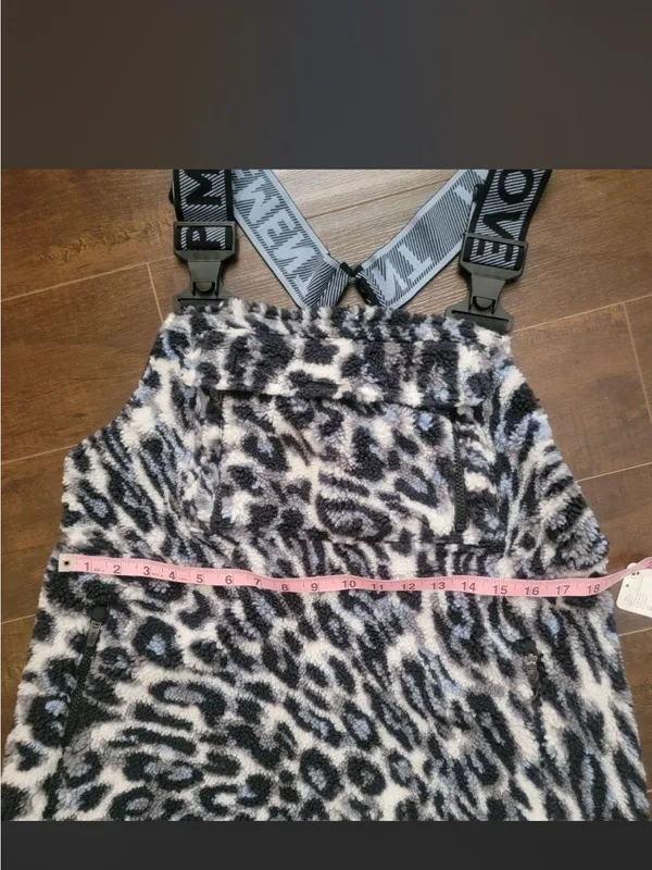 Free People Black & White Leopard Fleece Jumpsuit - Image 3