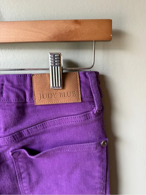 Judy Blue Purple Bermuda Denim Shorts High Rise Y2K - Image 4