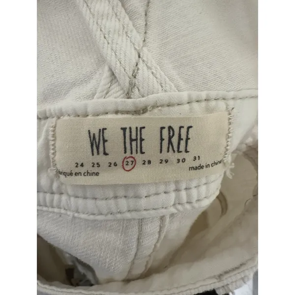 Free People "We The Free" denim shortalls cream color overalls Size 27 - Image 3