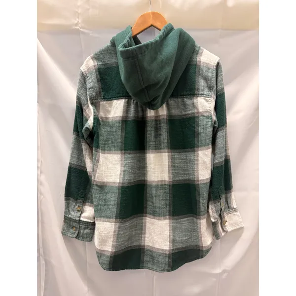 American Eagle Cozy Plaid Flannel Button Down‎ Oversized Shacket Green Small - Image 2