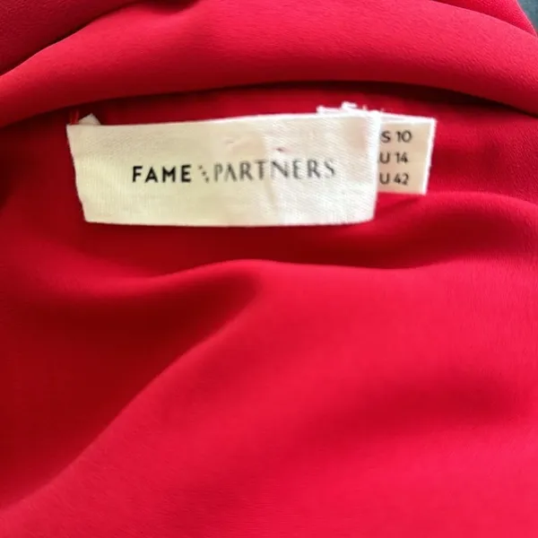 Fame and Partners Red Maxi Wrap Dress Tulle Scoopback 10 - Image 4