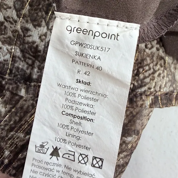 Greenpoint Brown Animal Print Metallic Lurex Smocked Midi Dress 42 XL‎ - Image 5