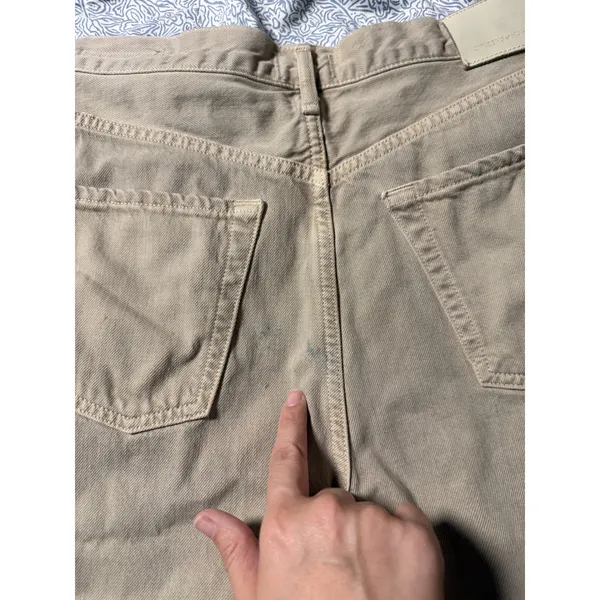 Citizens of Humanity Marlow Size 28 Tan Khaki Raw Hem Shorts High Rise 6" FLAW - Image 7