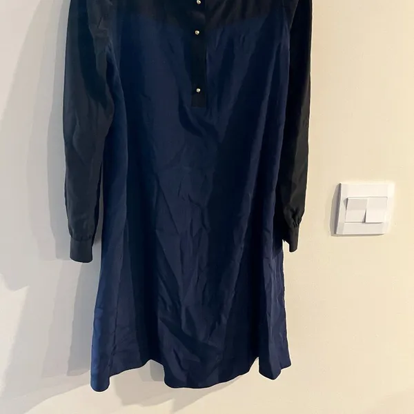 Kate Spade 100% Silk Colorblock Black Blue Popover Shift Career‎ Dress size 8 - Image 8