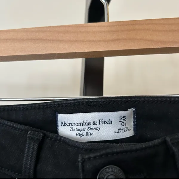 Abercrombie & Fitch Super Skinny High Rise Jeans‎ Black Denim Size 25 / 0 Short - Image 5