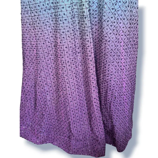 Handmade Sequin Ombre Maxi Skirt Purple Teal Beaded Mesh Sheer Evening Formal - Image 3