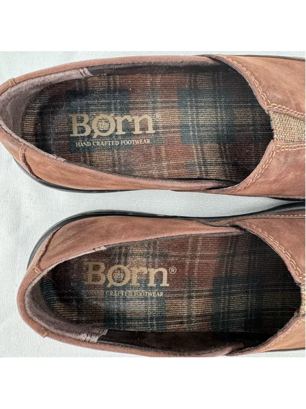 Born Brown Loafers Genuine Leather Slip On Hand Crafted Cushioned Comfort Sz 7M - Image 4
