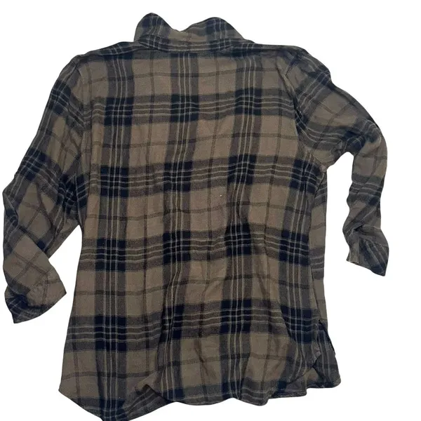 Hester & Orchard 90s Americana Grunge Plaid Button Up Shirt Sage Black Women’s M - Image 2