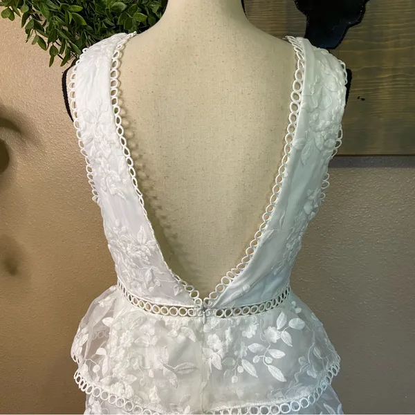 NWOT Lulus Look So Sweet White Floral Embroidered Organza Mini Dress - Image 6