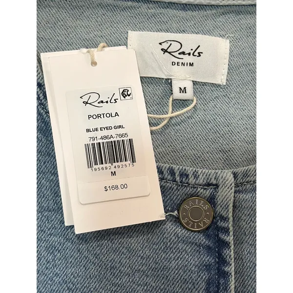 NWT Rails Portola Denim Vest Womens Blue Eyed Girl Light Wash Button Front M - Image 4