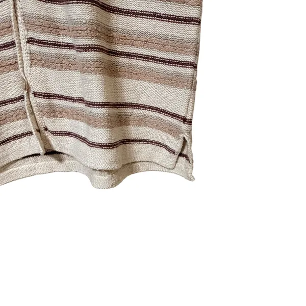 Eddie Bauer Vintage Silk Cotton Striped Sweater Vest Cream Tan Burgundy Large - Image 3