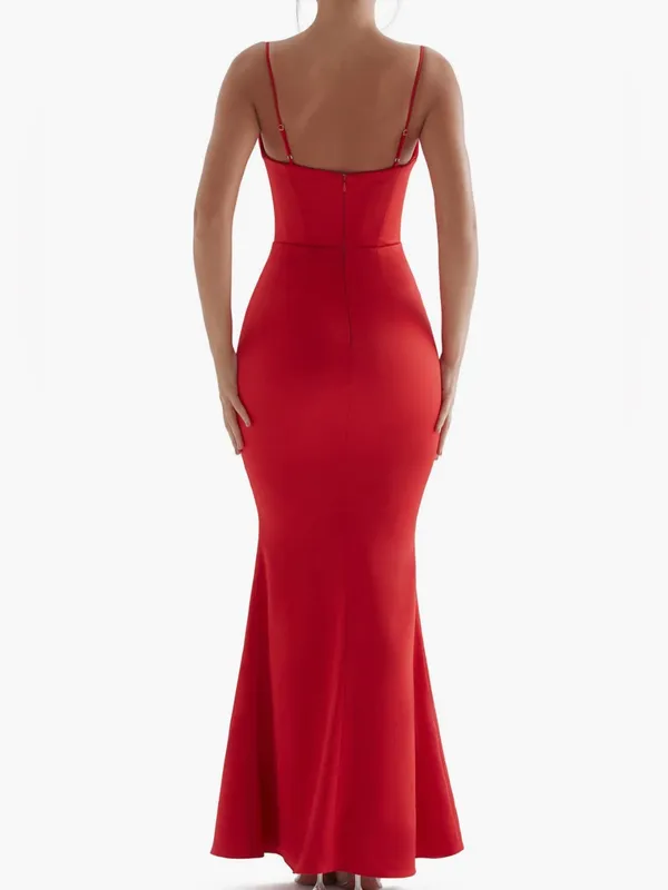 House Of CB Olivette Corset Red Satin Gown - Image 3