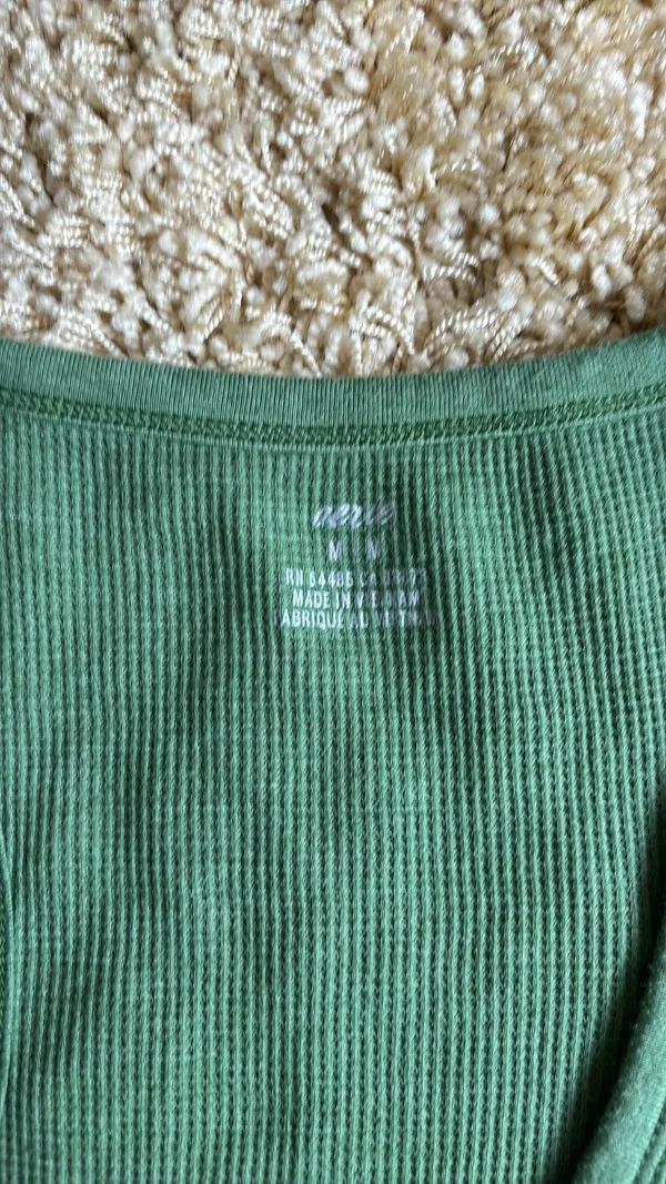 Aerie waffle knit green Henley No BS Tank Top - Image 3