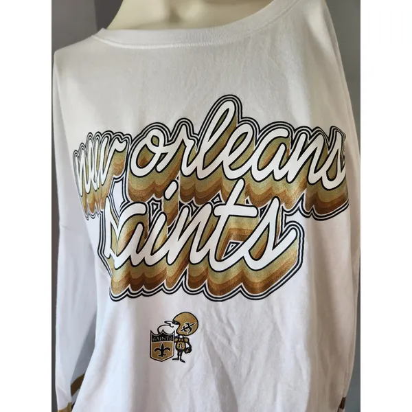 National Football League Women's Small New Orleans Saints Striped Retro‎ Football Long Sleeve T-Shirt - Image 9