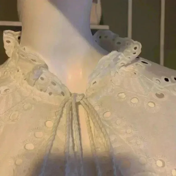 Collection by cezele 100% Cotton Eyelet Ruffle Summer Casual Dress SZ M. L-14 - Image 5