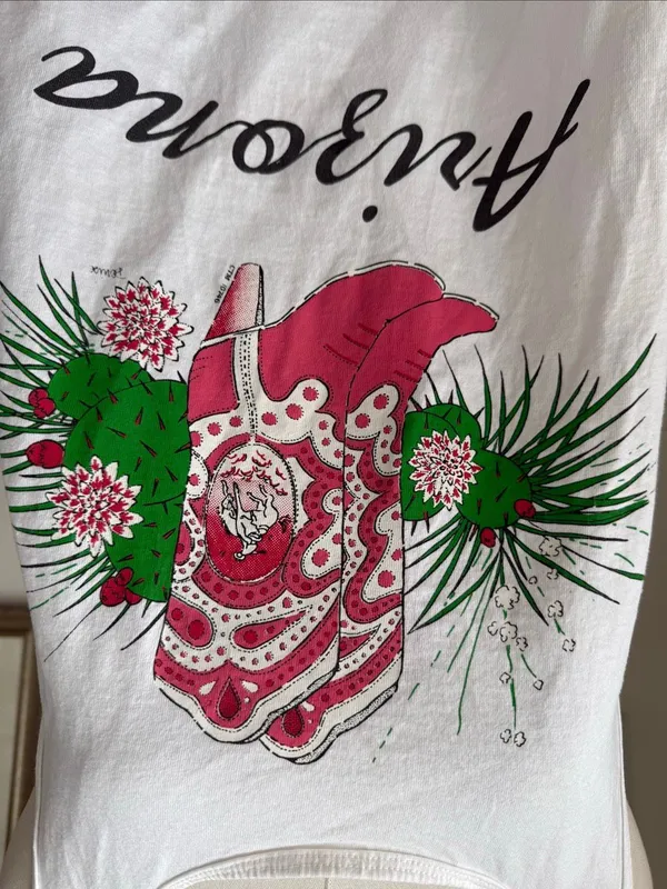 Vintage 90s Arizona Cotton Tank Top Cowgirl Boots Cactus Southwestern XL - Image 3