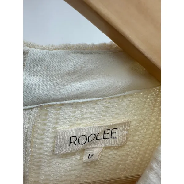 Roolee‎ Women Cream Textured Knit Midi Dress Long Sleeve Patch Pocket Medium - Image 5