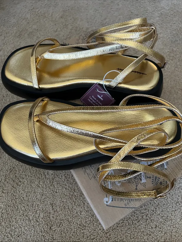Free People Winnie Wrap Platform Sandal in Gold - Image 3