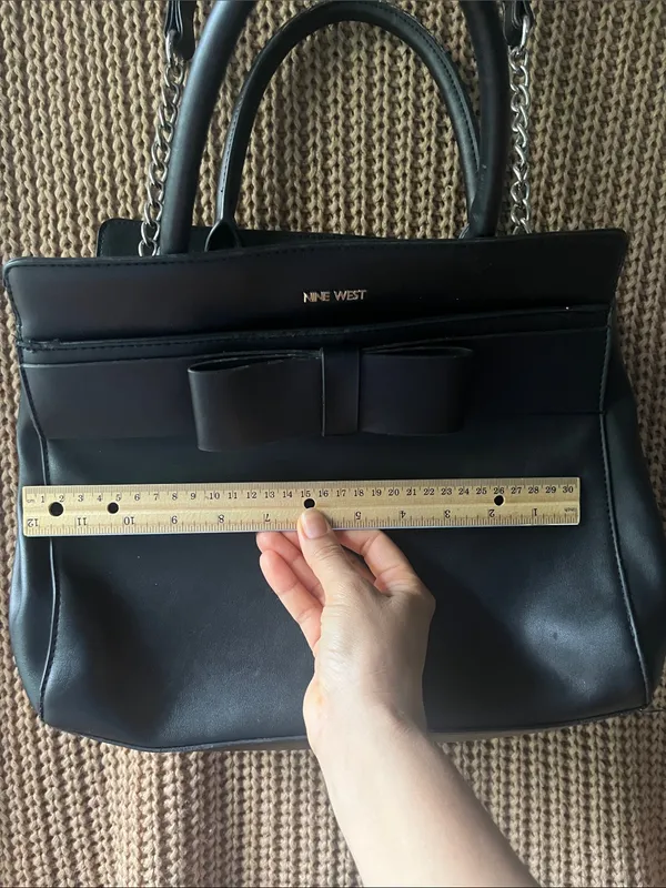 Nine West Black Satchel with Bow Detail - Image 5
