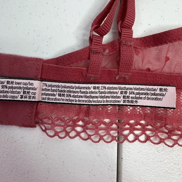 Victoria's Secret Bralette Sz L Bra Unlined Lace Detail Wireless Pink Adjustable - Image 16