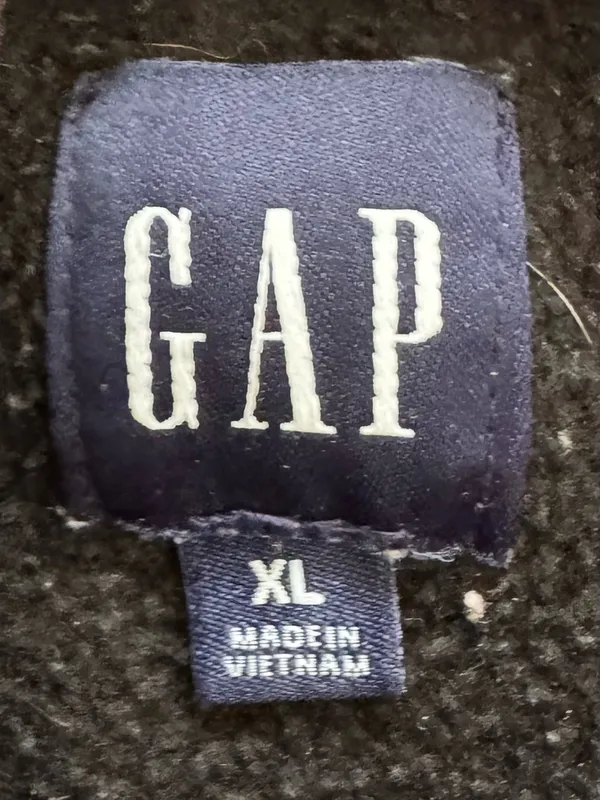 GAP Black cropped fleece Hoodie Sweater with White Drawstrings, size XL casual - Image 3