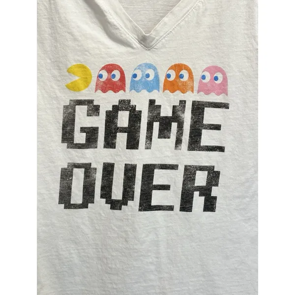 Project Karma Pac-Man Y2k Graphic Short Sleeve T-Shirt Size Large V Neck Gaming - Image 2