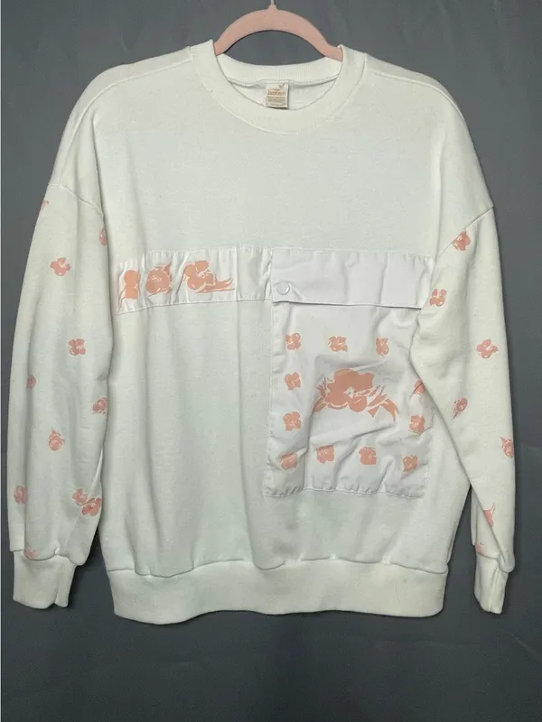 Vintage 80s Jantzen Floral Patchwork Pocket Sweatshirt XL ~ Excellent Condition - Image 8