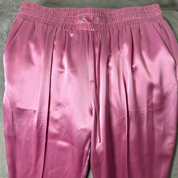Cinq a Sept Pink Satin Adalie Pants‎ Womens M Cropped Drawstring Ankle Coquette - Image 7