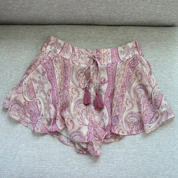 H&M Skort Shorts Size Small Pink Paisley Flowy Tassel Bohemian Fairy Dreamy - Image 2