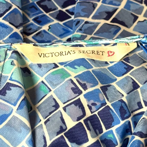 Victoria's Secret Vintage 90s Blue Green Pattern Lace Night Gown XS - Image 7