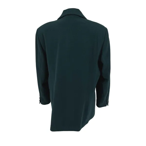 Vtg Wool Cashmere‎ Blend Blazer Dark Green Women 16 Pea Coat Single Breasted - Image 6
