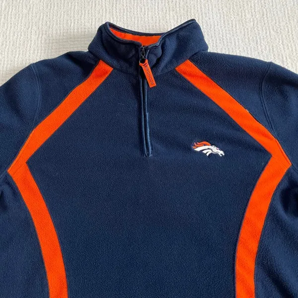 NFL Team Apparel Denver Broncos Pullover Fleece Sweater Womens Large Quarter Zip - Image 3